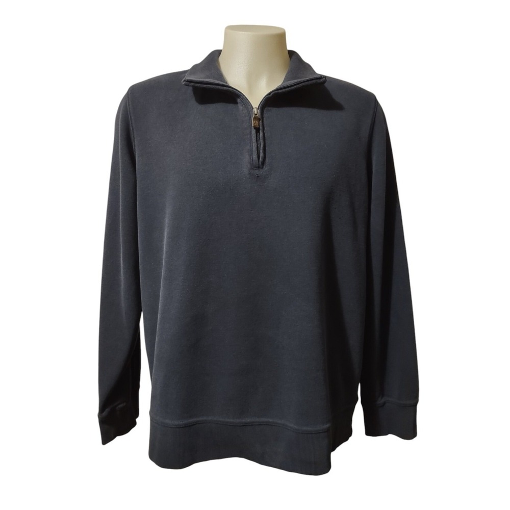 Eddie Bauer Sweatshirt XLT Mens Gorp Cabin Core Navy Blue Quarter Zip Pullover